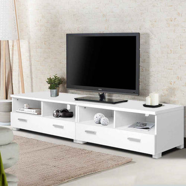 Artiss TV Cabinet Entertainment Unit Stand 180cm 4 Storage Drawers White Eddie